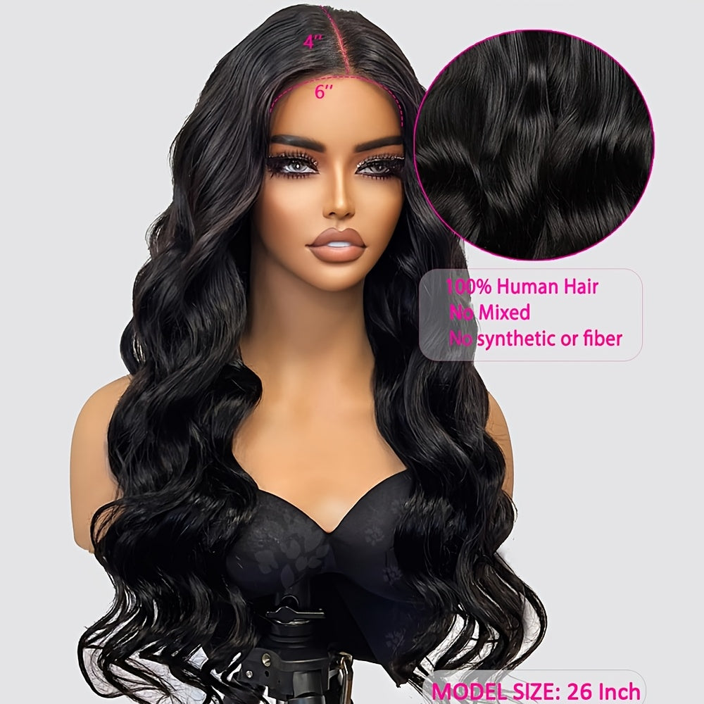 250% Density 6x4 Lace Front Human Hair Wig - 100% Real Remy Hair, Body Wave, Natural Look, Multi-Purpose for Daily Wear, Parties, and Special Events, Suitable for All Occasions, Elegant Style for Women, Special Event Wig | El